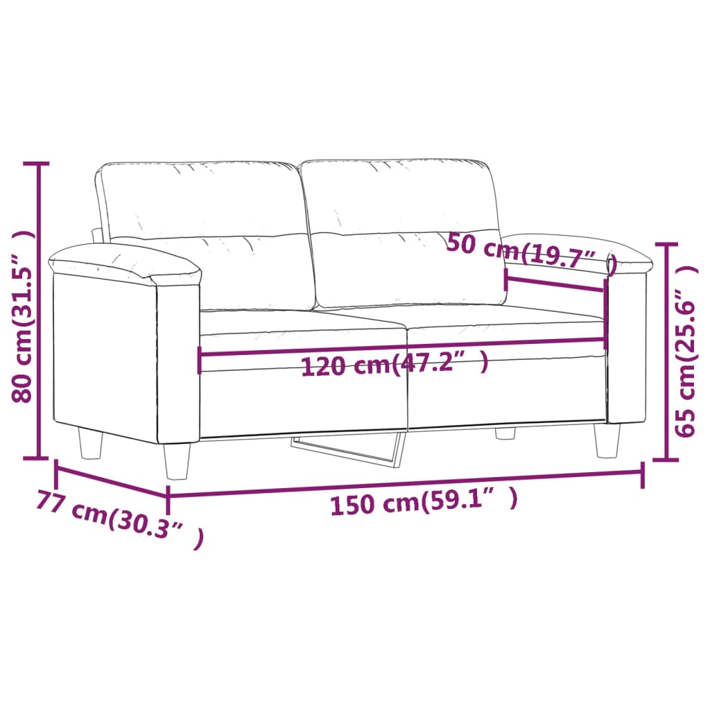 2-sitssoffa ljusgrå 120 cm mikrofibertyg