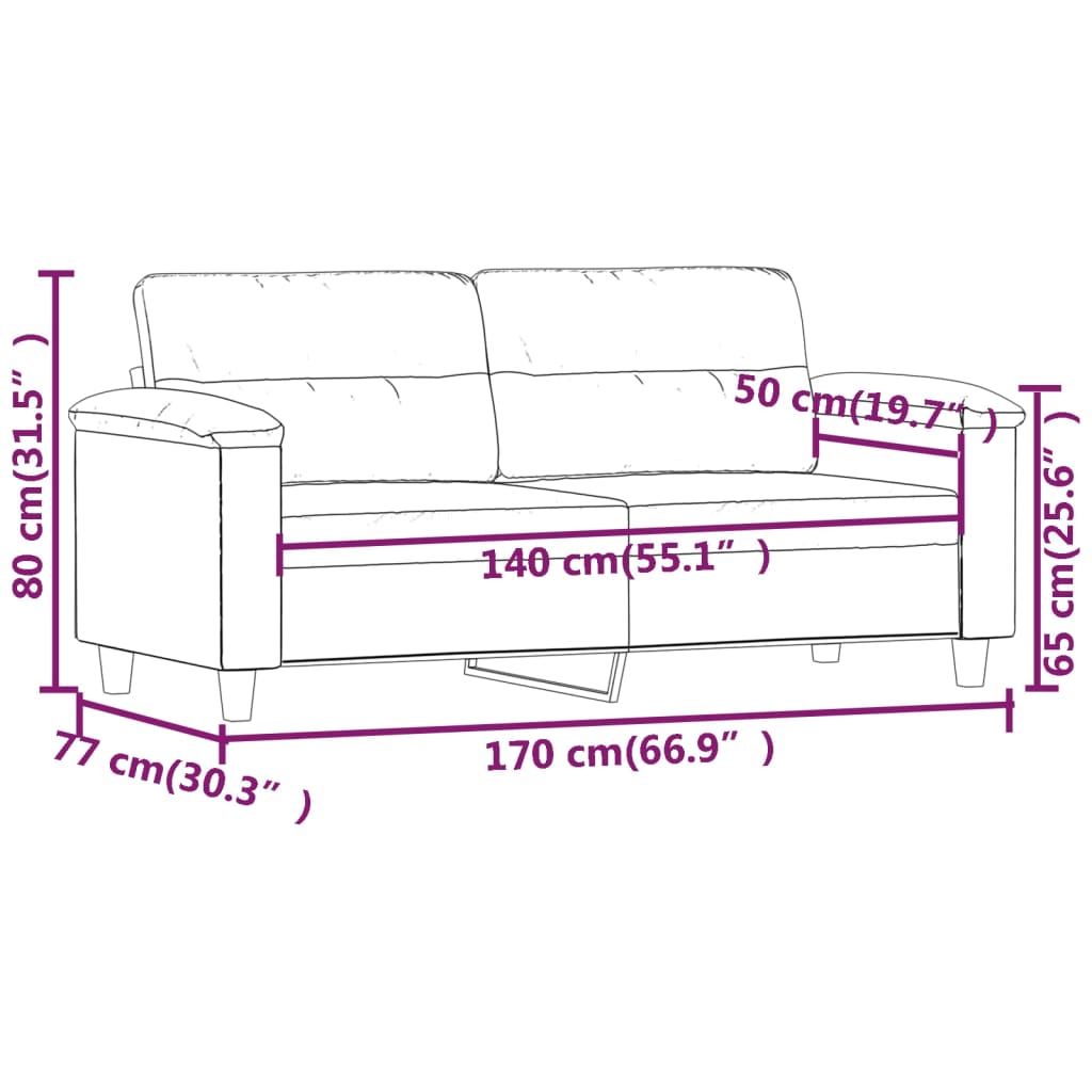 2-sitssoffa svart 140 cm mikrofibertyg