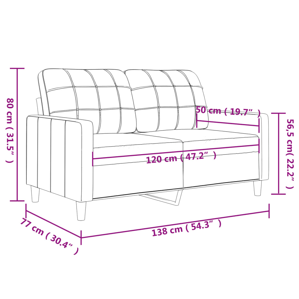 2-sitssoffa gräddvit 120 cm tyg