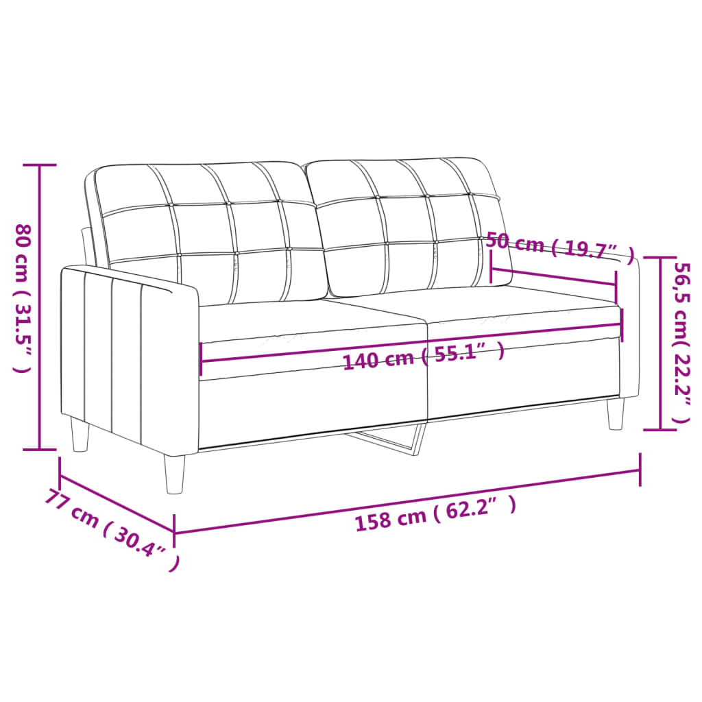 2-sitssoffa gräddvit 140 cm tyg