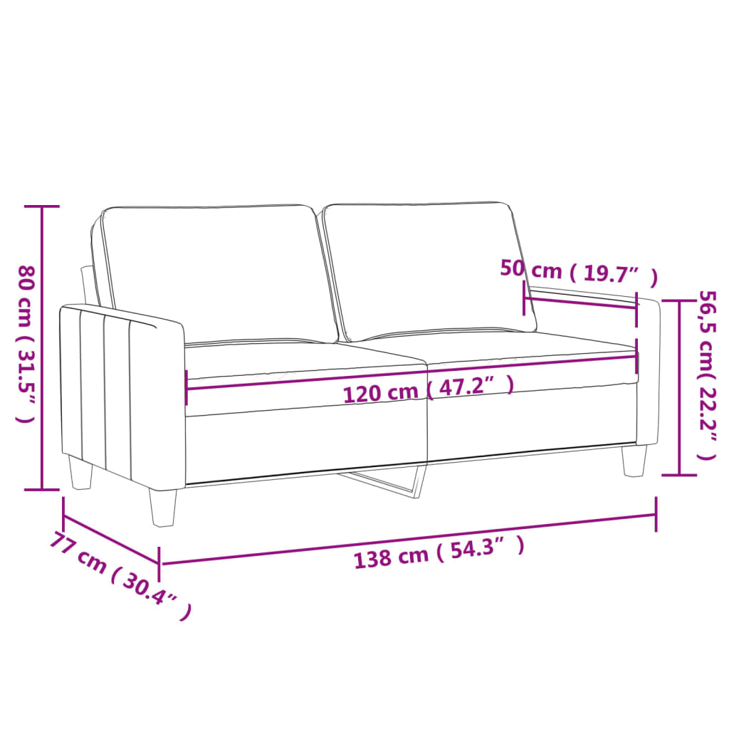 2-sitssoffa gräddvit 120 cm konstläder