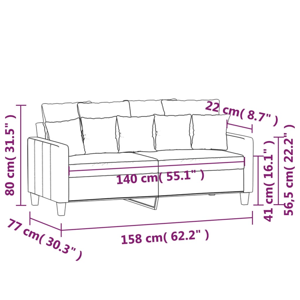 2-sitssoffa ljusgrå 140 cm tyg