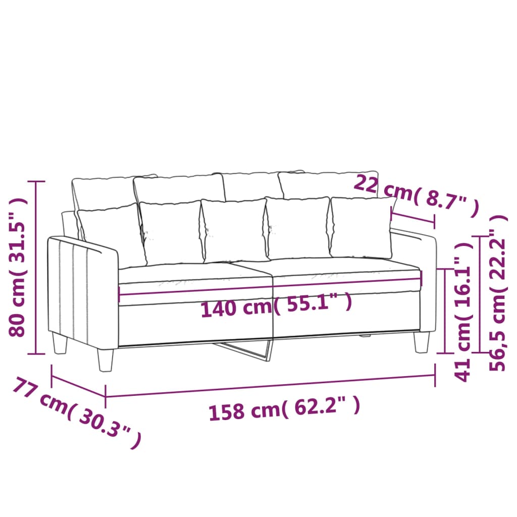 2-sitssoffa brun 140 cm tyg