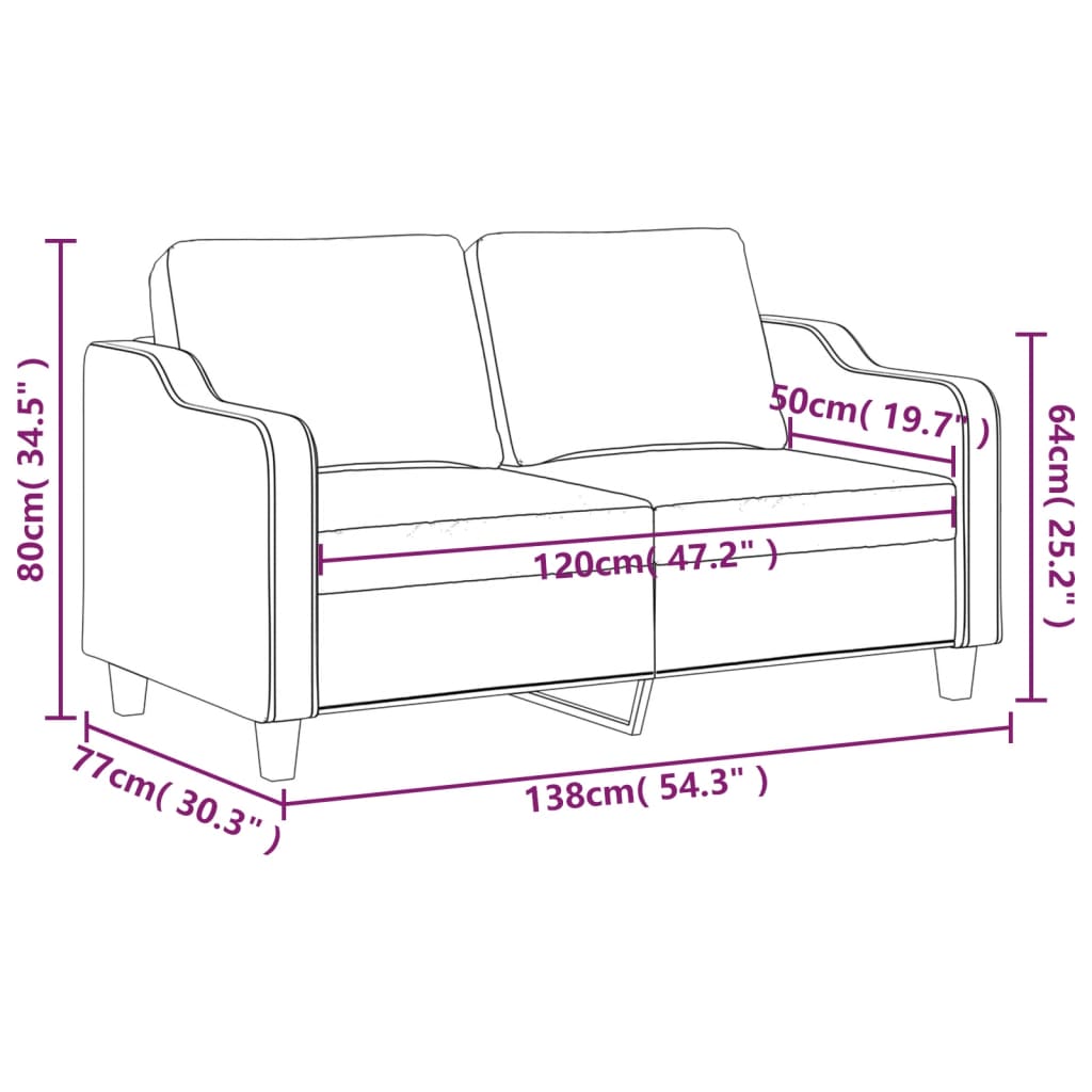 2-sitssoffa brun 120 cm tyg