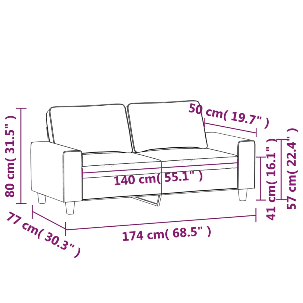 2-sitssoffa ljusgrå 140 cm tyg