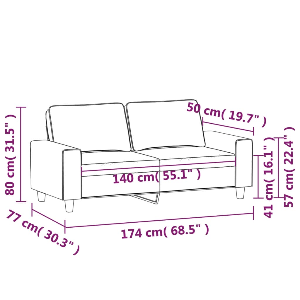 2-sitssoffa gräddvit 140 cm tyg