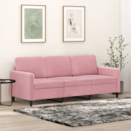 3-sitssoffa rosa 180 cm sammet