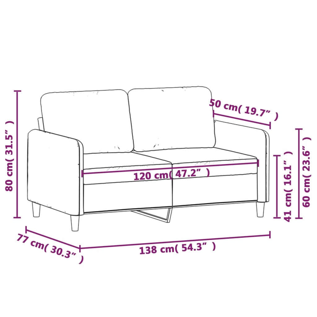 2-sitssoffa ljusgrå Svart 120 cm tyg