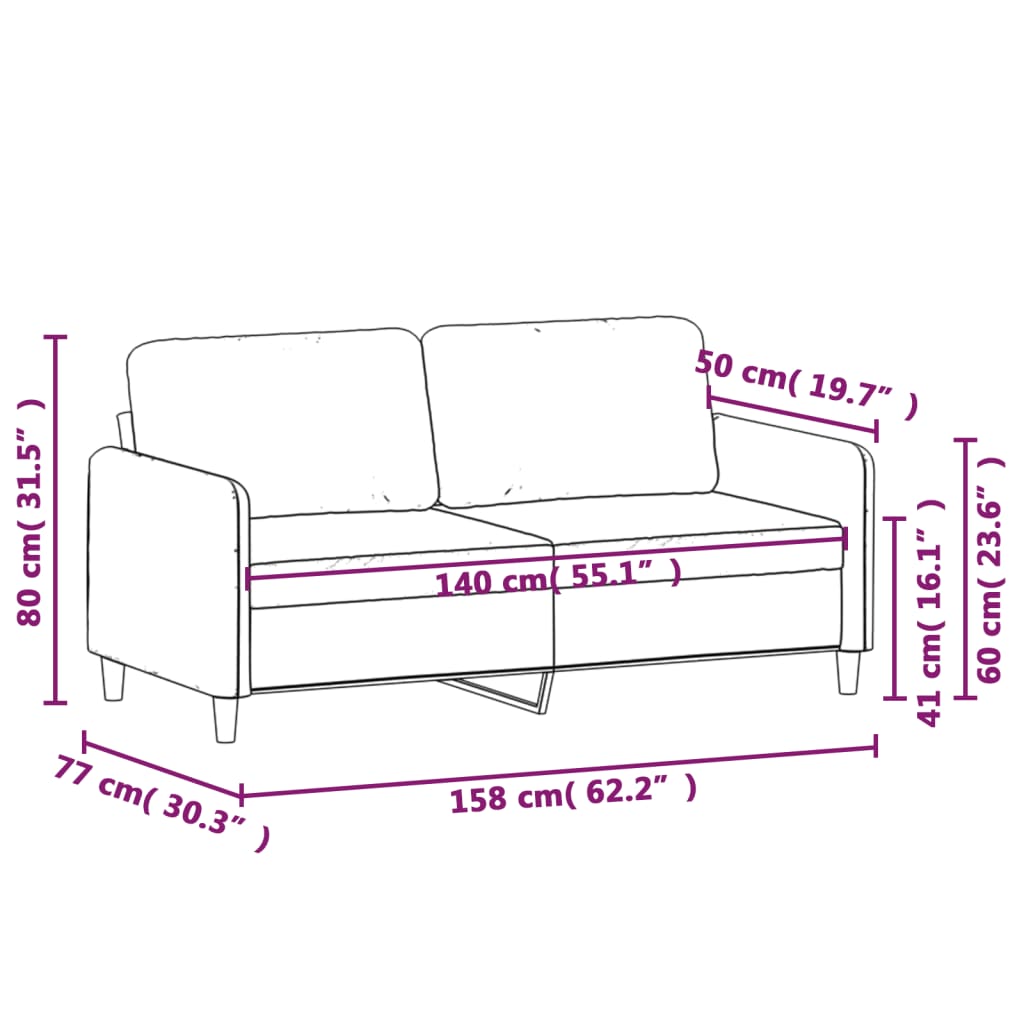 2-sitssoffa svart 140 cm tyg