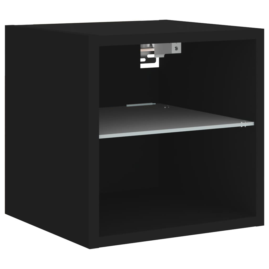 Väggmonterad tv-bänk LED 2 st svart 30x28,5x30 cm