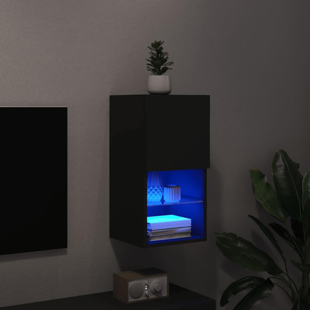 Tv-bänk med LED-belysning svart 30,5x30x60 cm