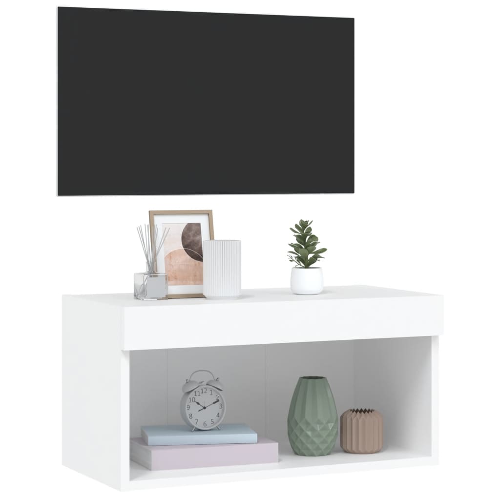 TV-bänk med LED-belysning vit 60x30x30 cm