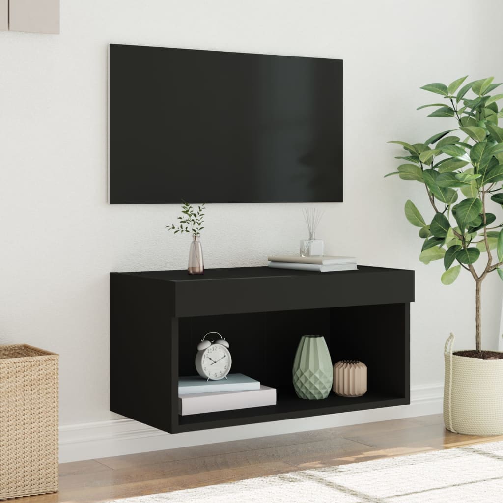 Tv-bänk med LED-belysning svart 60x30x30 cm