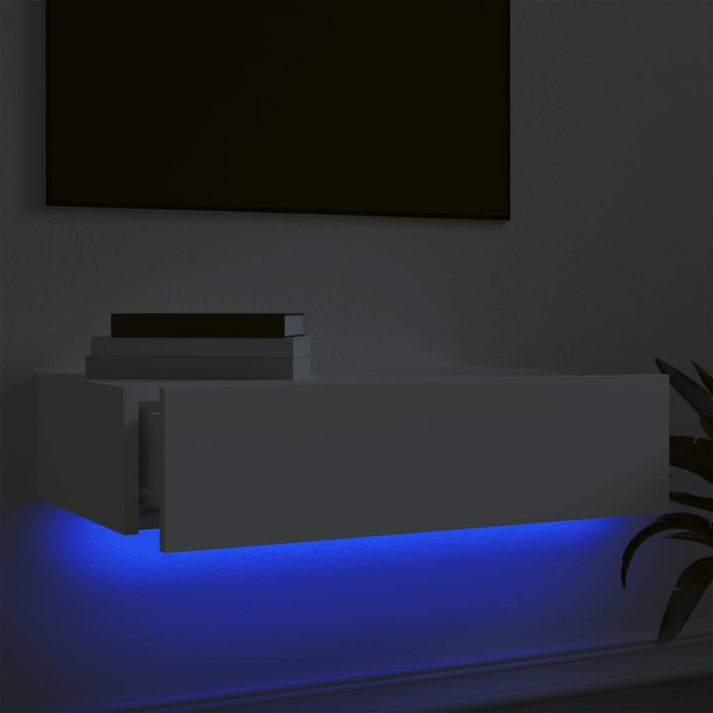 Tv-bänk med LED-belysning vit 60x35x15,5 cm