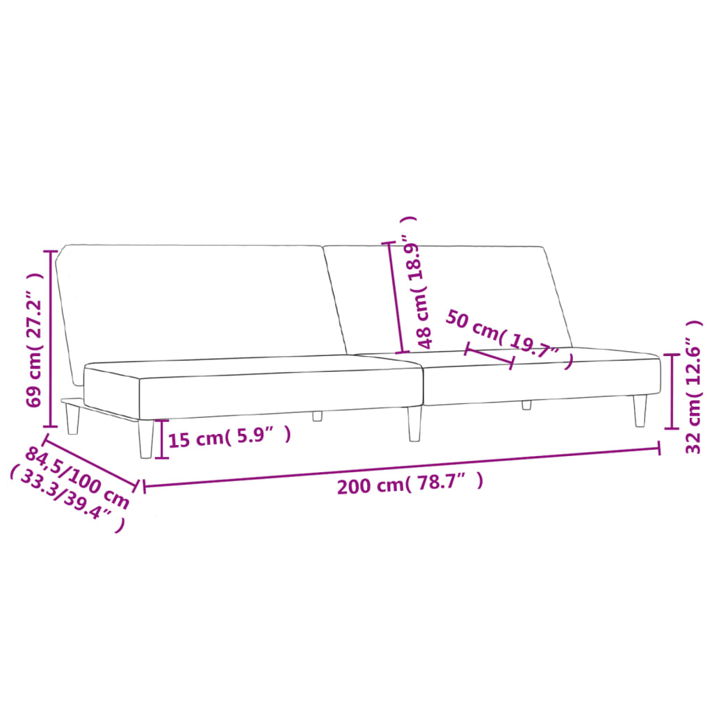 Bäddsoffa 2-sits svart tyg