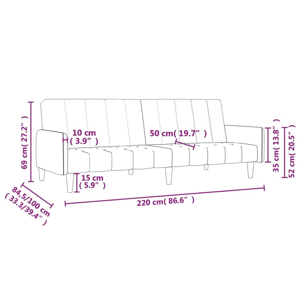 Bäddsoffa 2-sits ljusgrå tyg