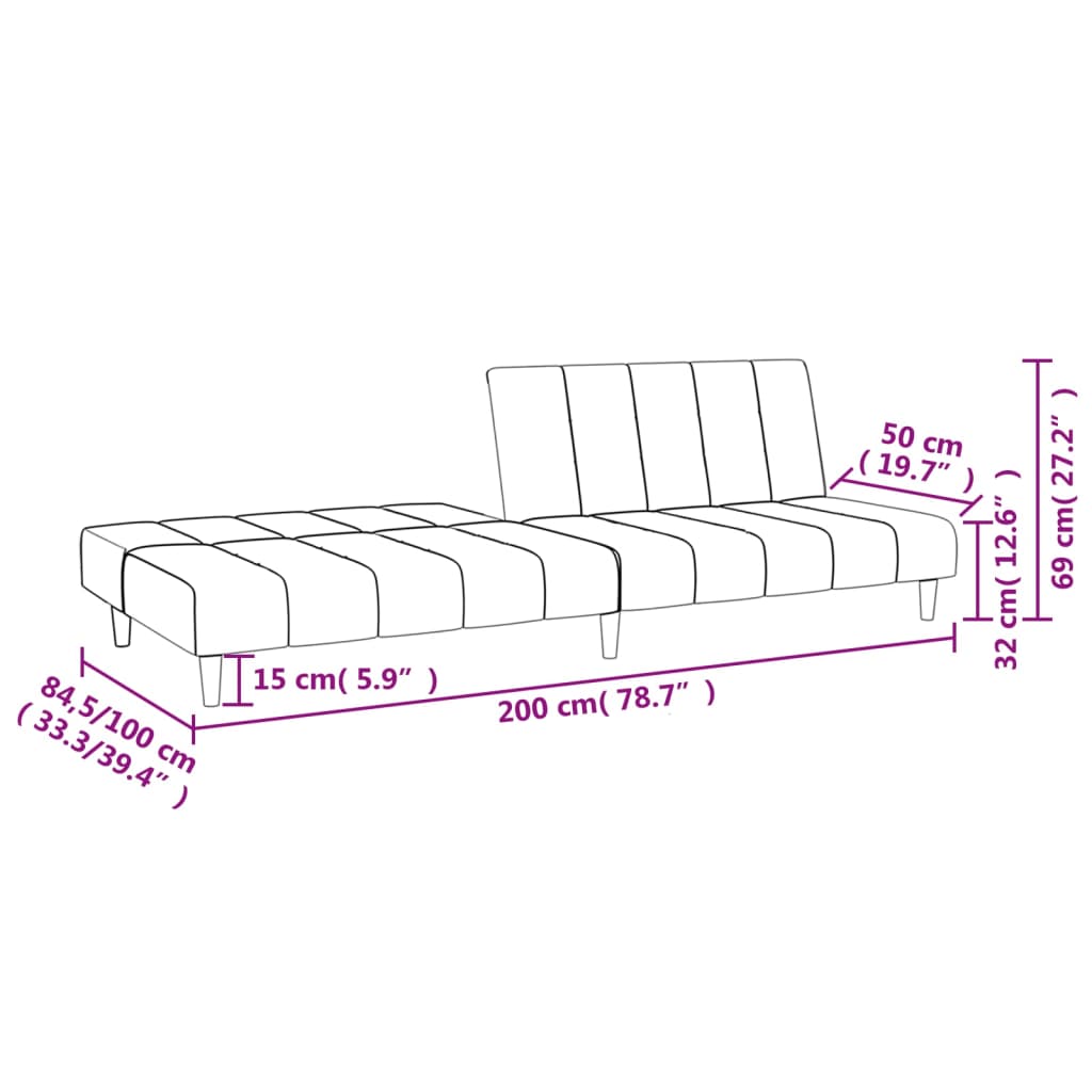 Bäddsoffa 2-sits rosa sammet