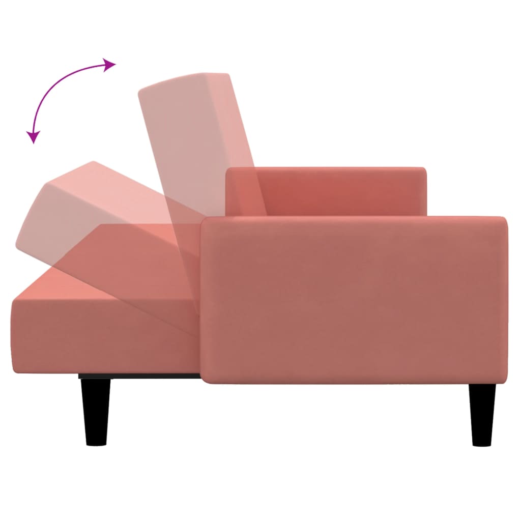 Bäddsoffa 2-sits rosa sammet