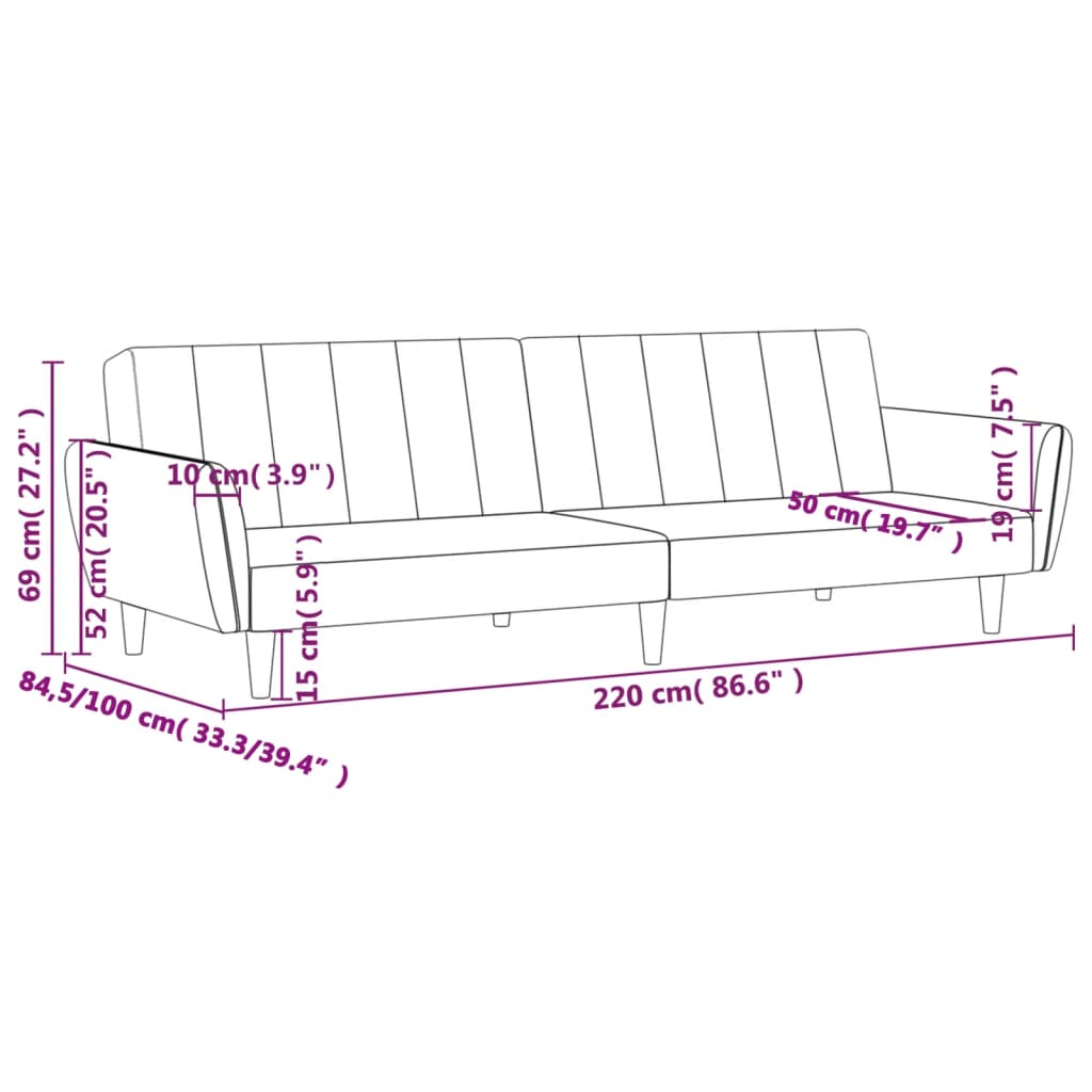 Bäddsoffa 2-sits blå tyg