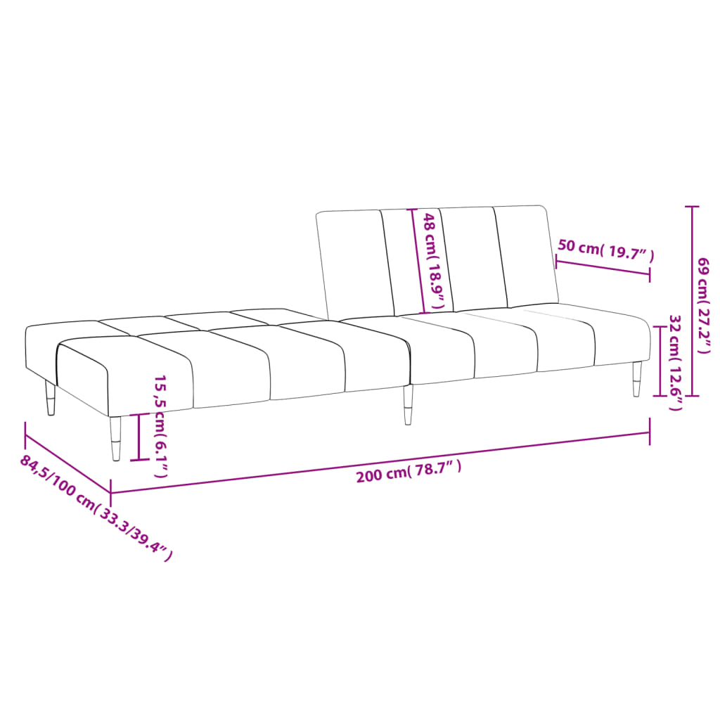 Bäddsoffa 2-sits blå sammet