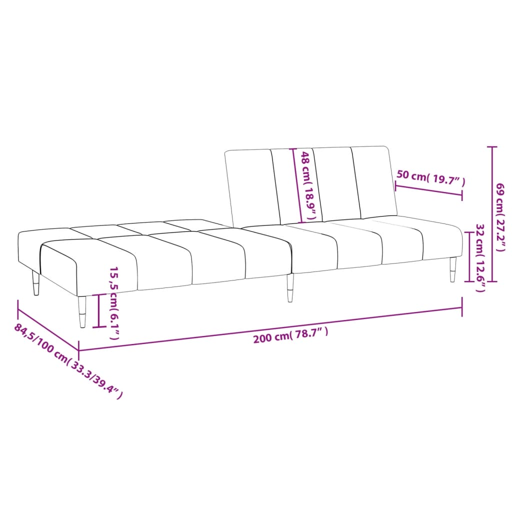 Bäddsoffa 2-sits svart sammet