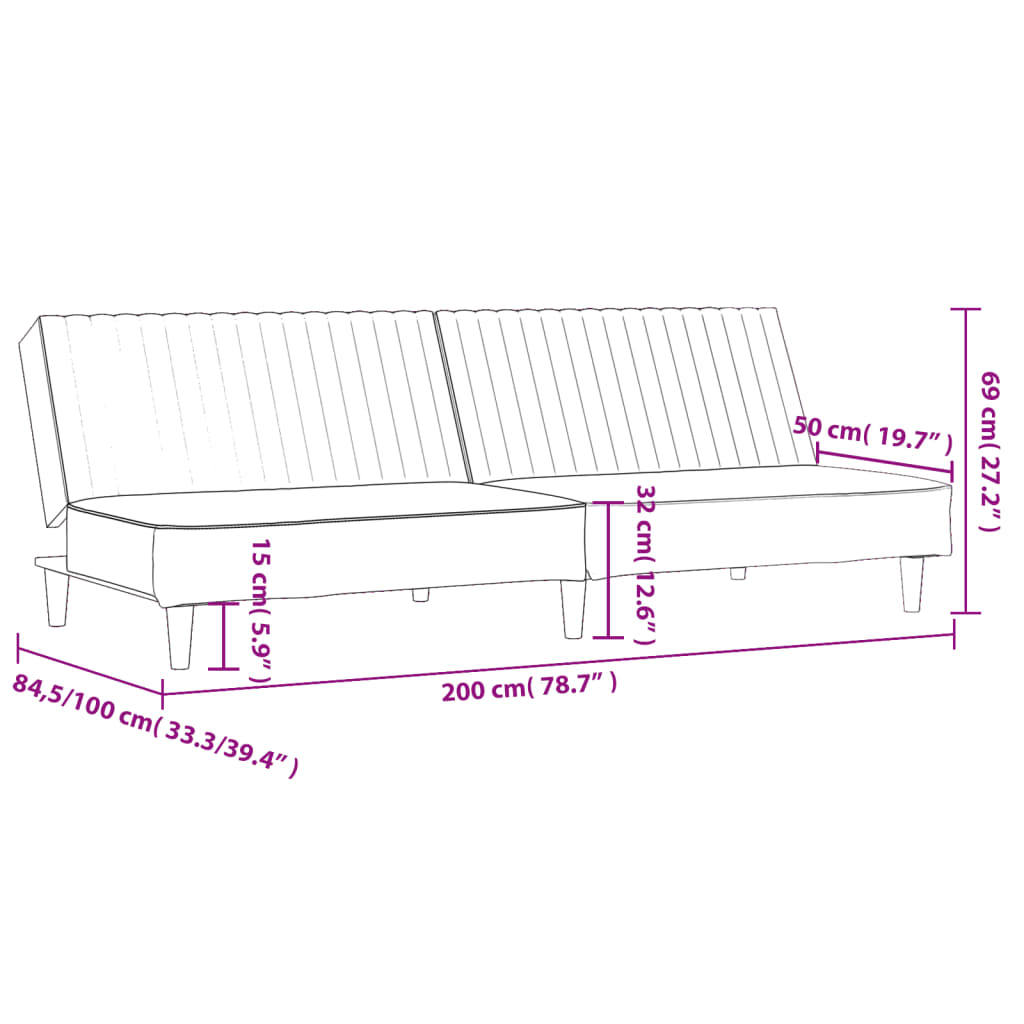 Bäddsoffa 2-sits mörkgrön sammet