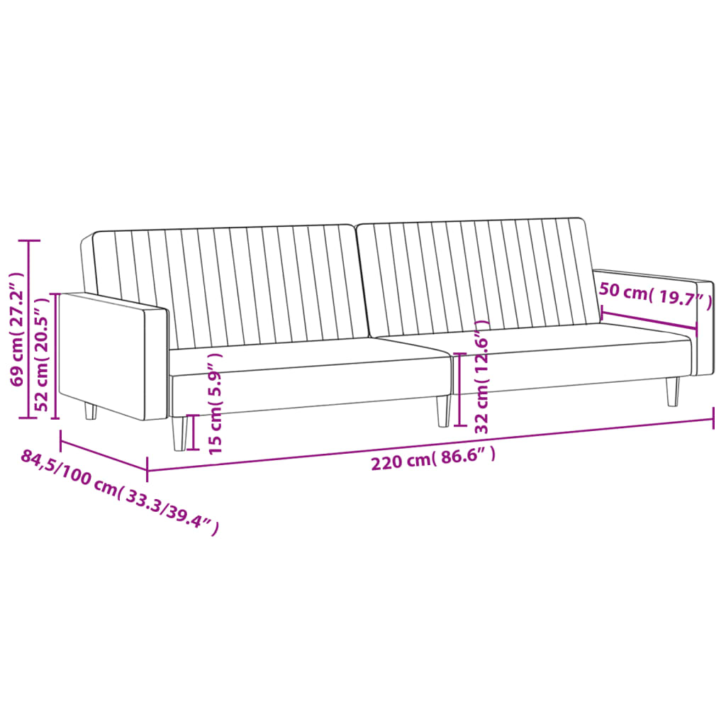 Bäddsoffa 2-sits blå sammet