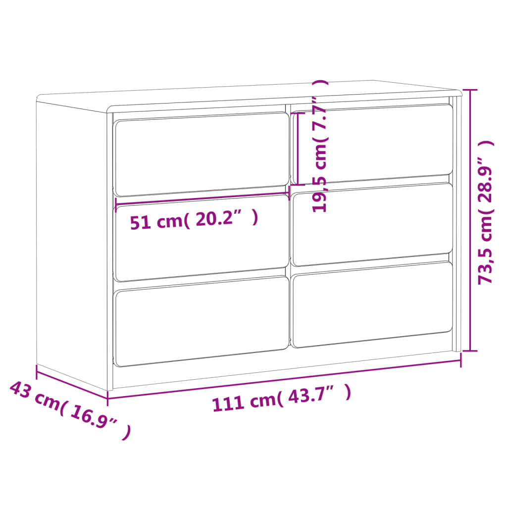 Byrå SAUDA ek 111x43x73,5 cm massiv furu