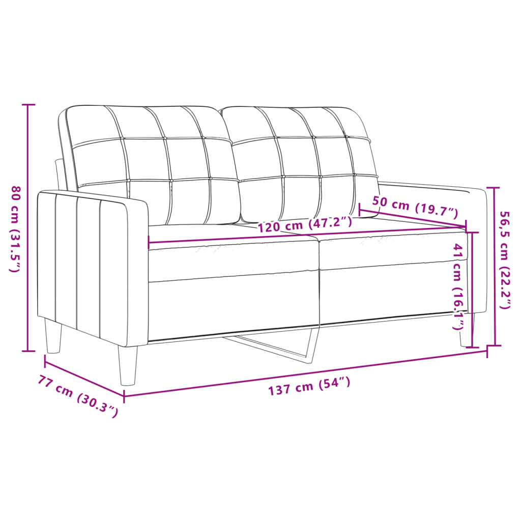 2-sitssoffa vinröd 120 cm sammet