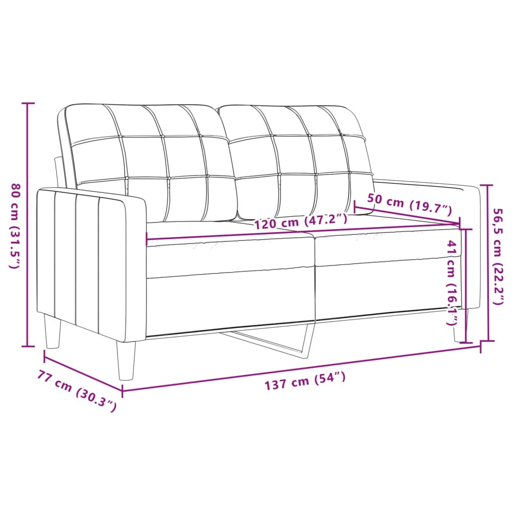 2-sitssoffa blå 120 cm sammet