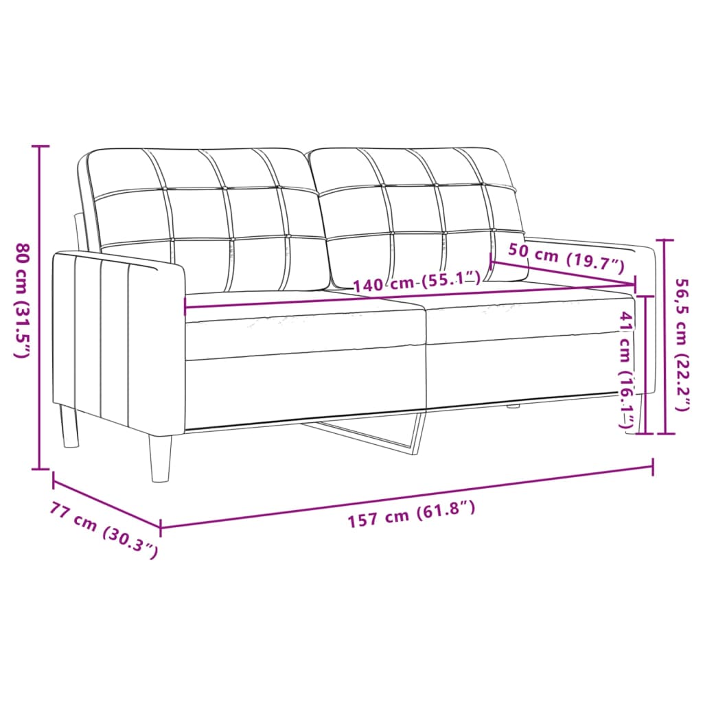 2-sitssoffa vinröd 140 cm sammet