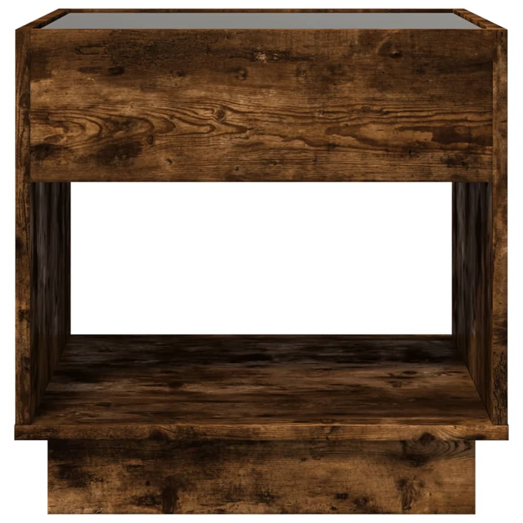 Sängbord med Infinity LEDs rökfärgad ek 50x50x50 cm