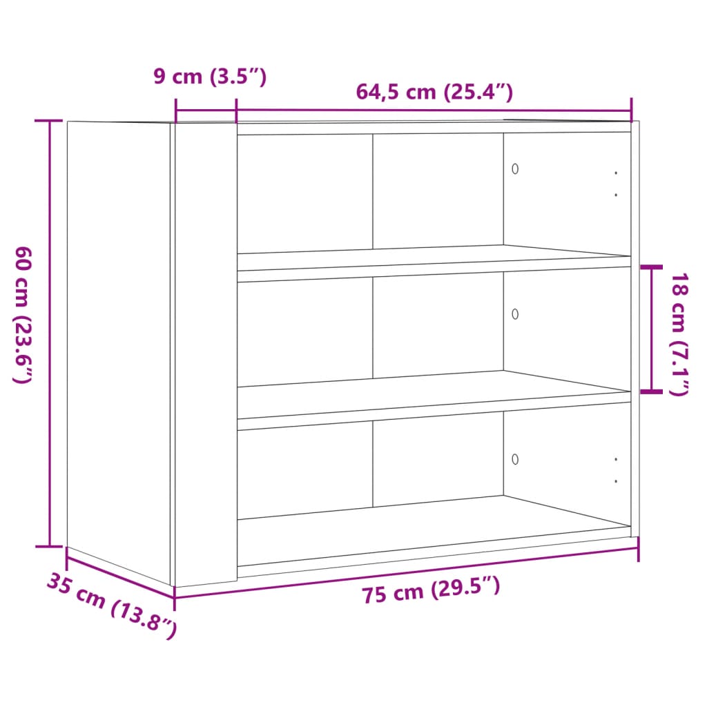 Väggskåp vit 75x35x60 cm konstruerat trä