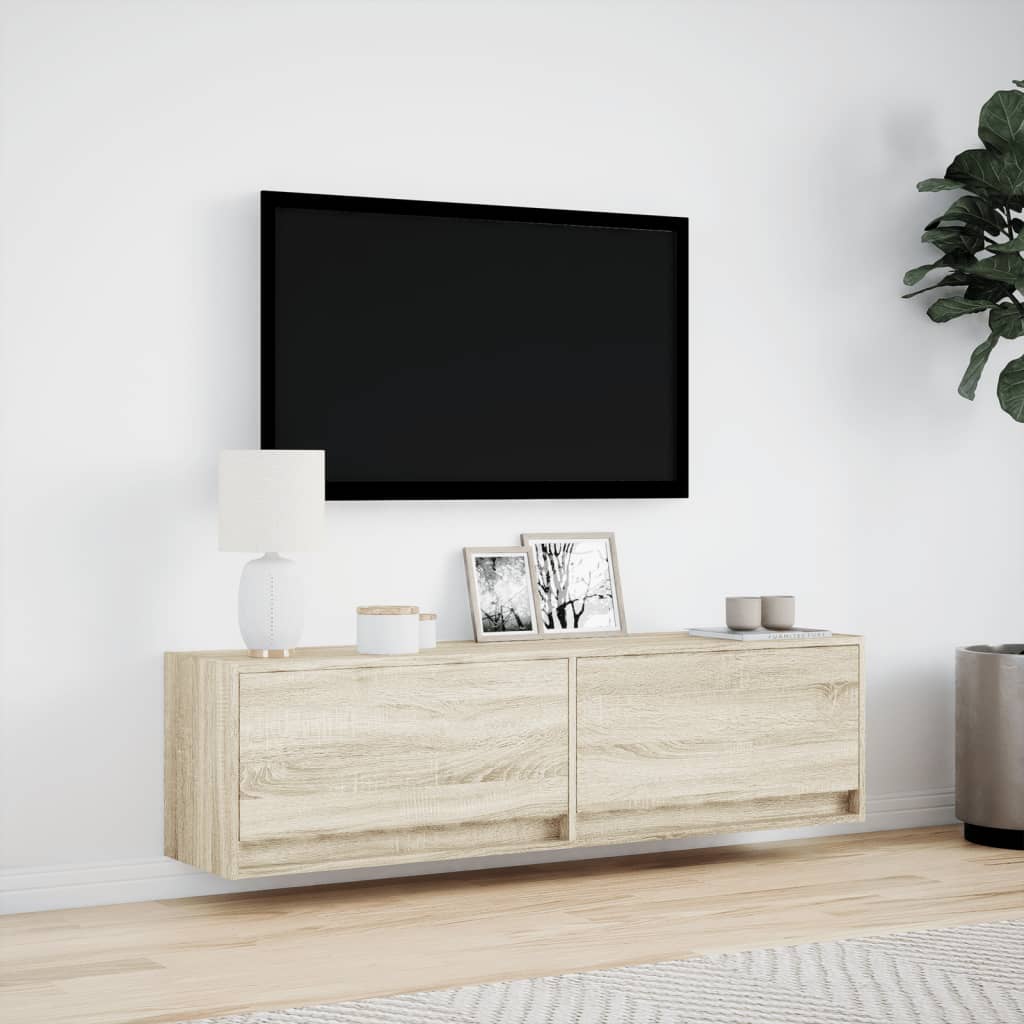 Väggmonterad tv-bänk LED sonoma-ek 140x31x38 cm