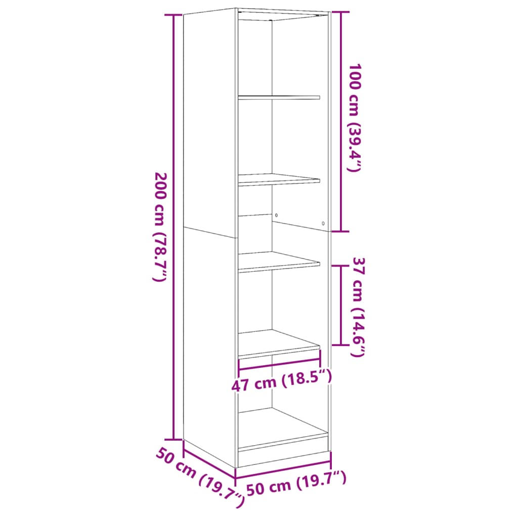 Garderob vit 50x50x200 cm konstruerat trä