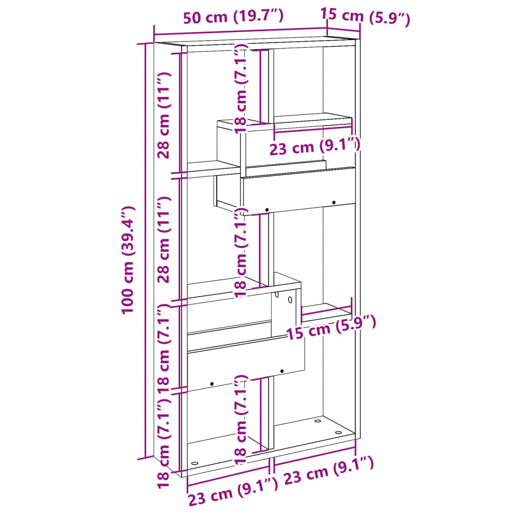 Väggskåp vit 50x15x100 cm konstruerat trä