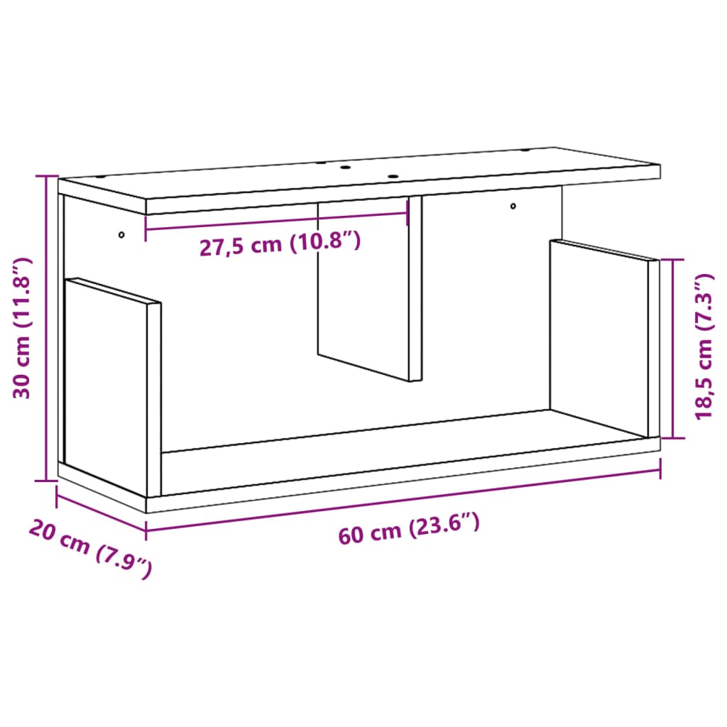 Väggskåp 60x20x30 cm vit konstruerat trä