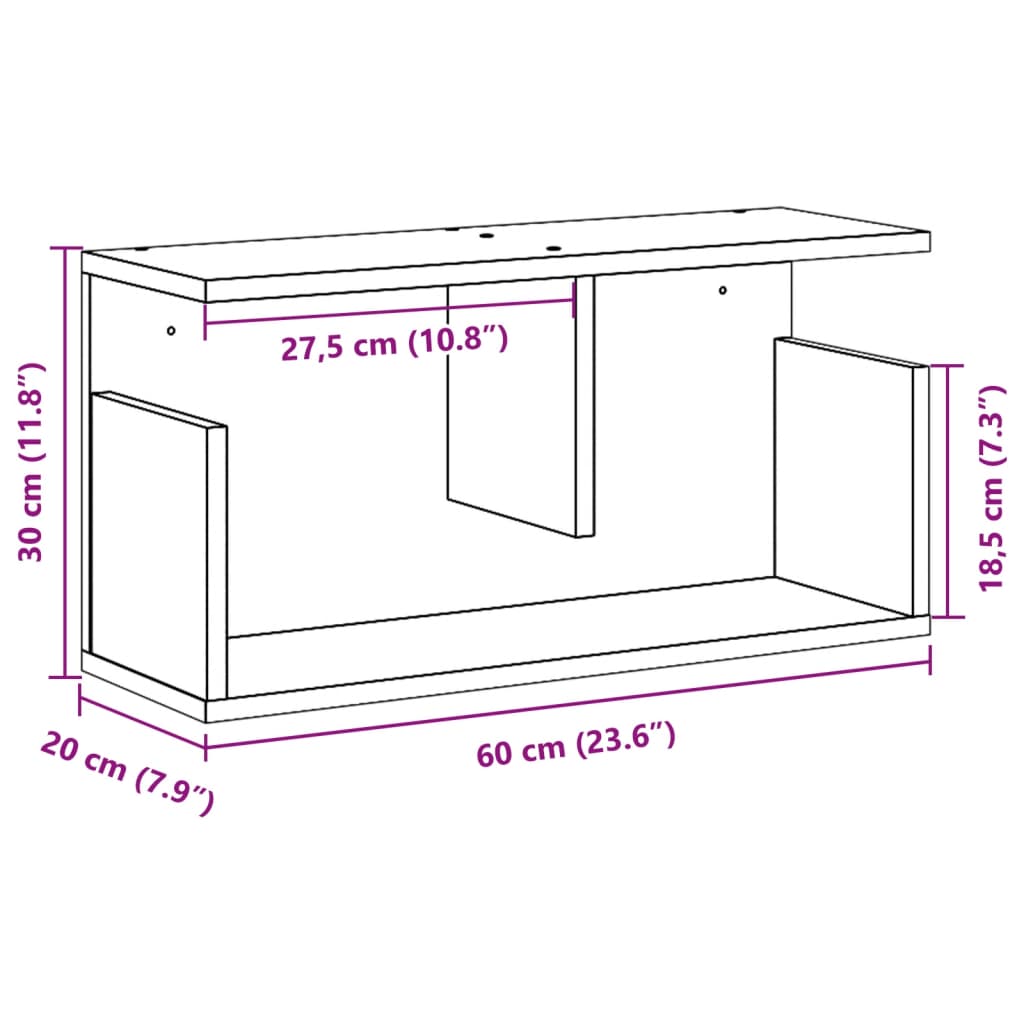 Väggskåp 60x20x30 cm sonoma-ek konstruerat trä