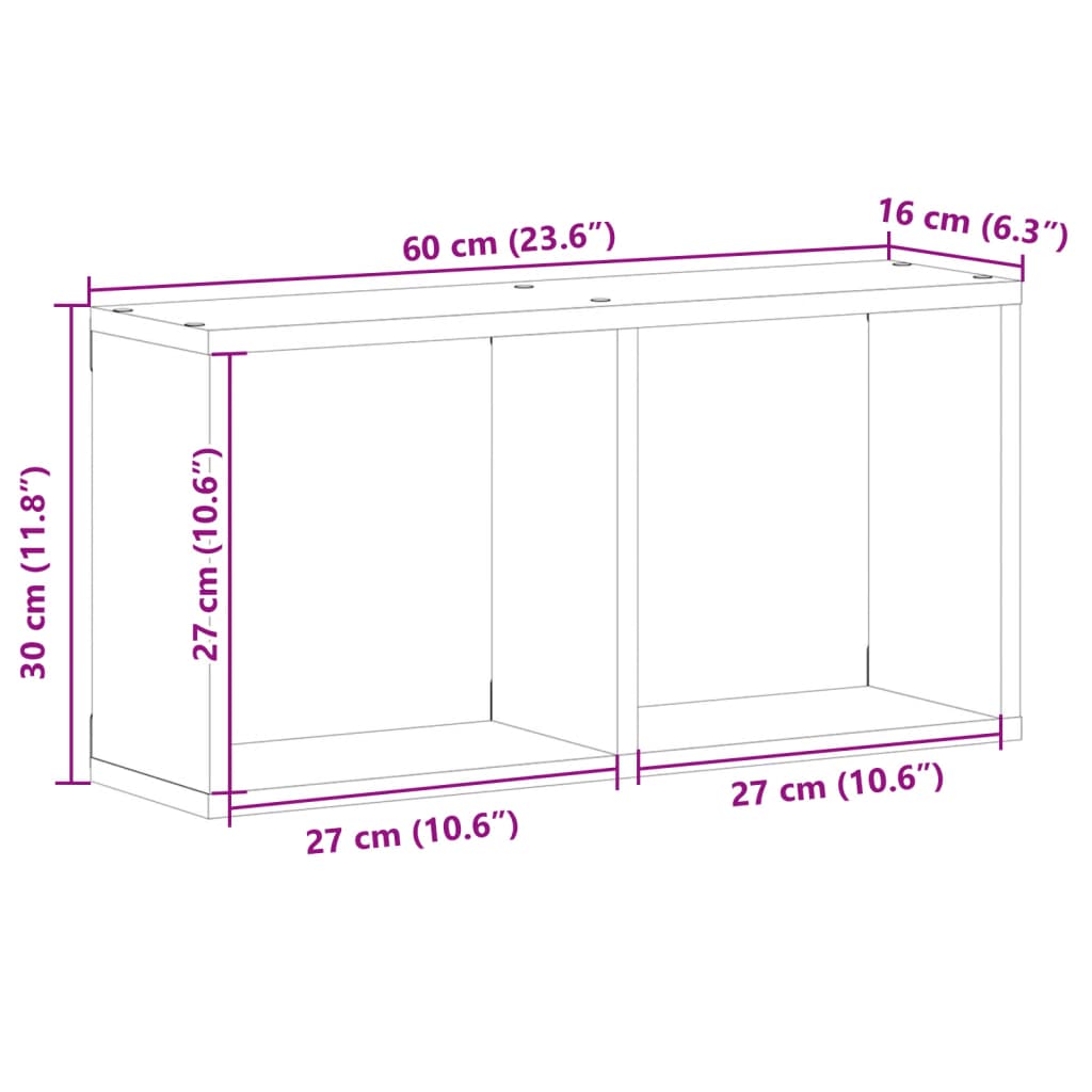 Väggskåp 60x16x30 cm vit konstruerat trä