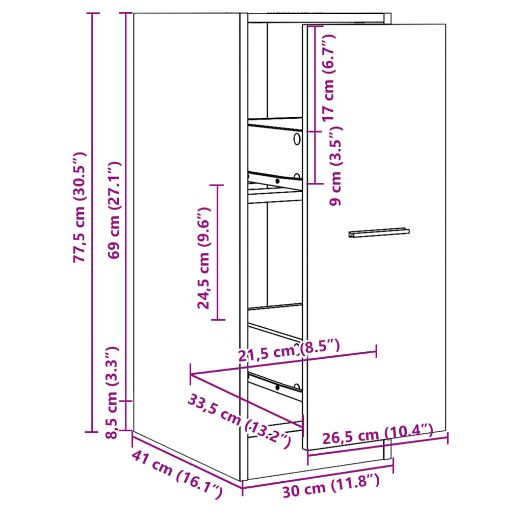 Apoteksskåp rökfärgad ek 30x41x77,5 cm konstruerat trä