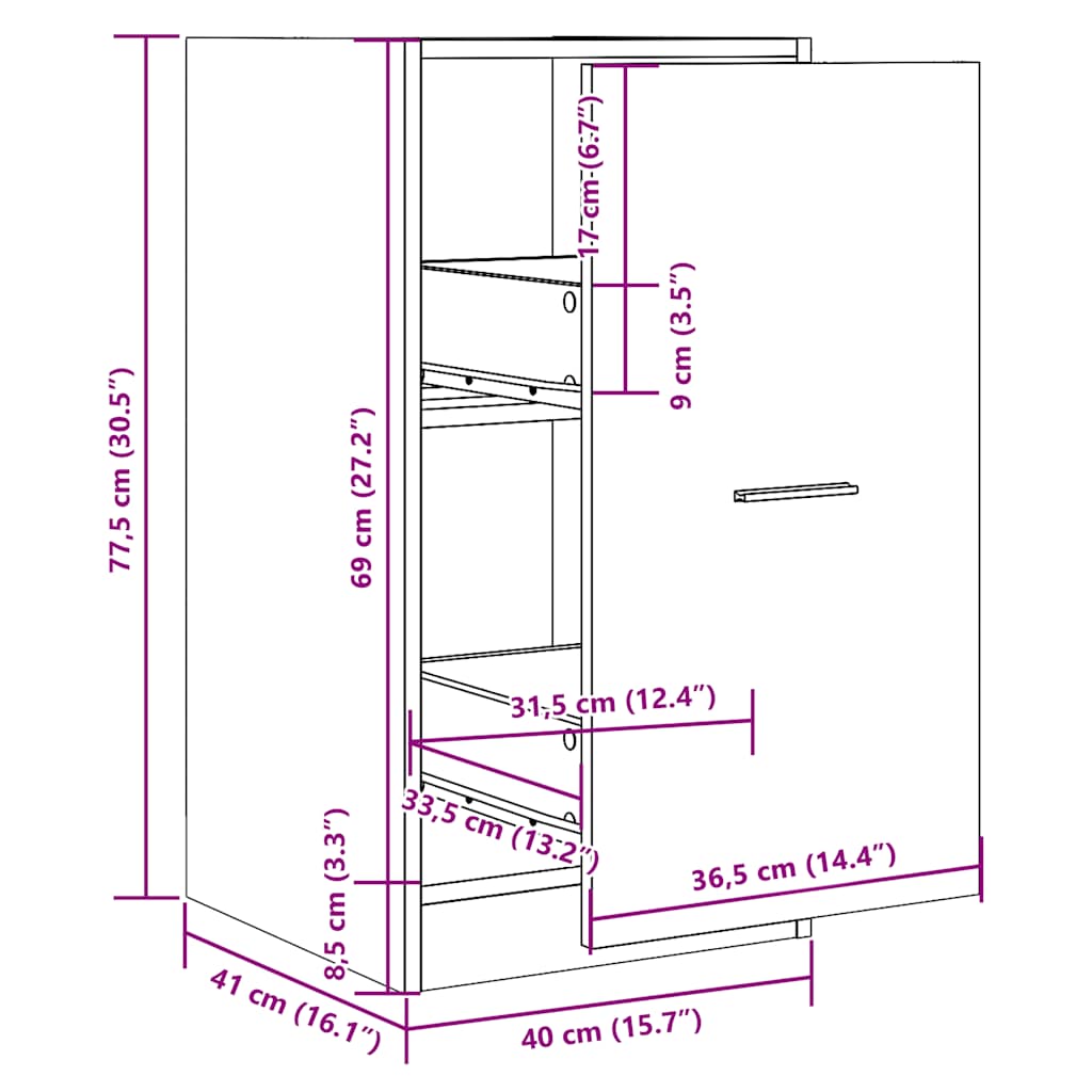 Apoteksskåp rökfärgad ek 40x41x77,5 cm konstruerat trä