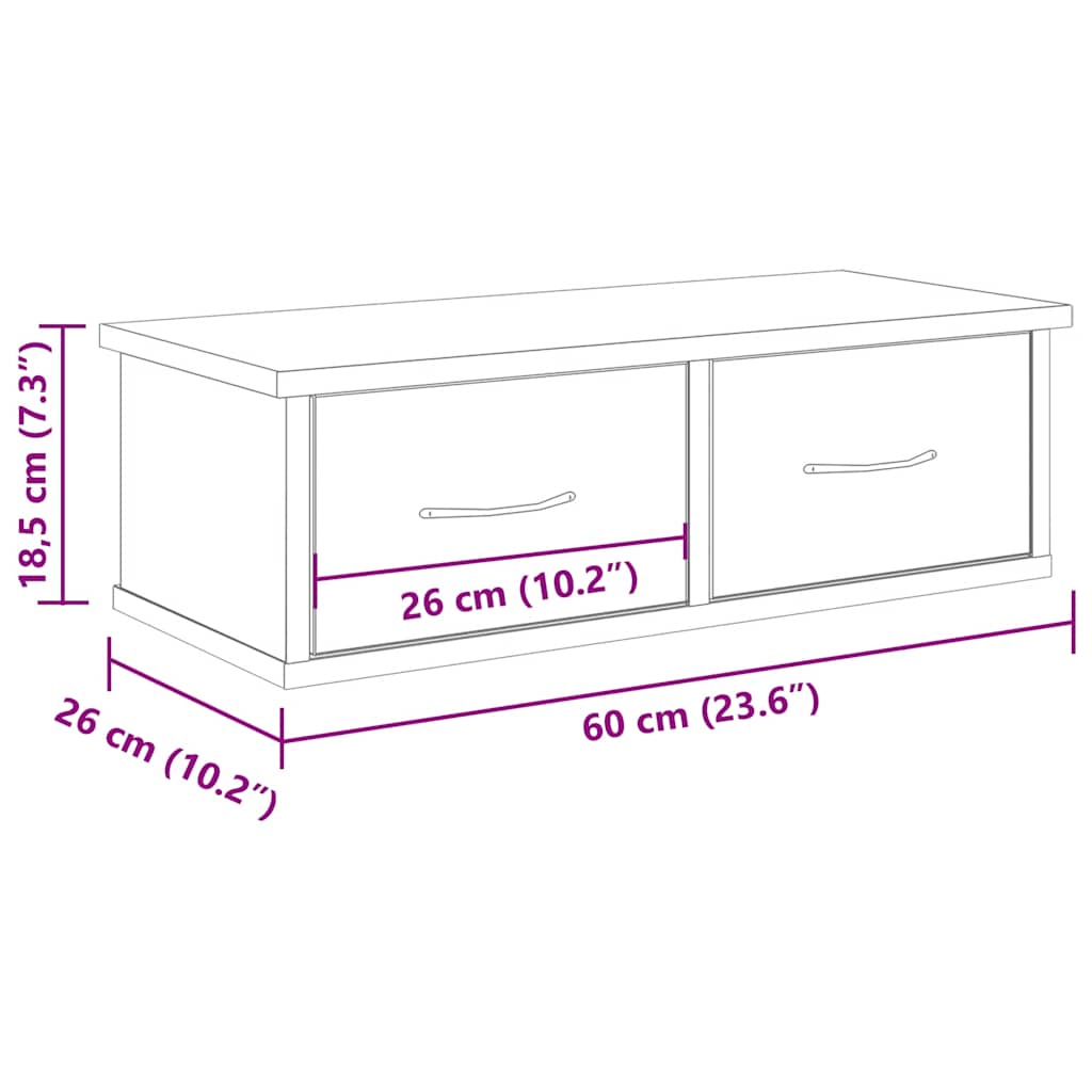 Väggskåp gammalt trä 60x26x18,5 cm konstruerat trä