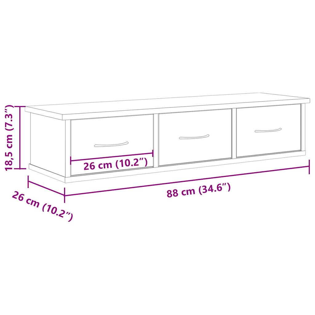 Väggskåp gammalt trä 88x26x18,5 cm konstruerat trä