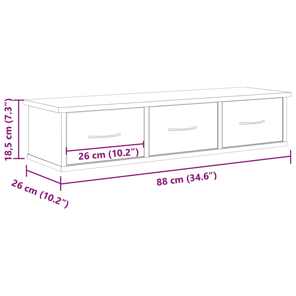 Väggskåp ek 88x26x18,5 cm konstruerat trä