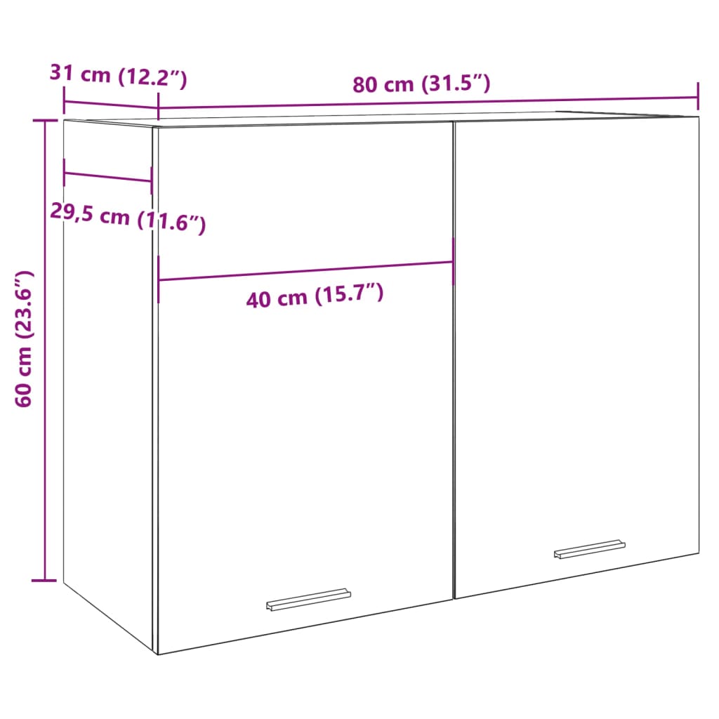 Väggskåp betonggrå 80x31x60 cm konstruerat trä