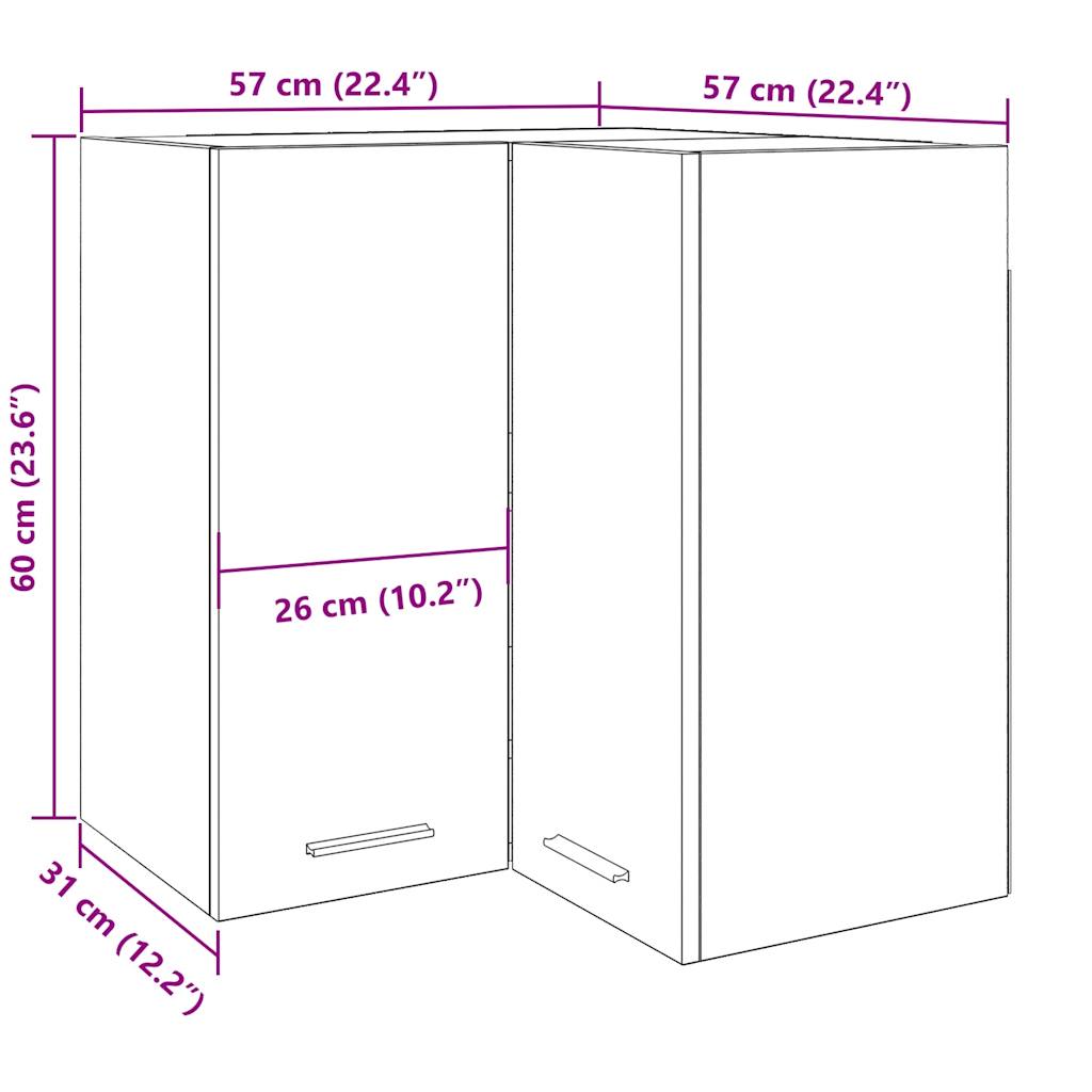 Väggskåp hörn artisian ek 57x57x60 cm konstruerat trä