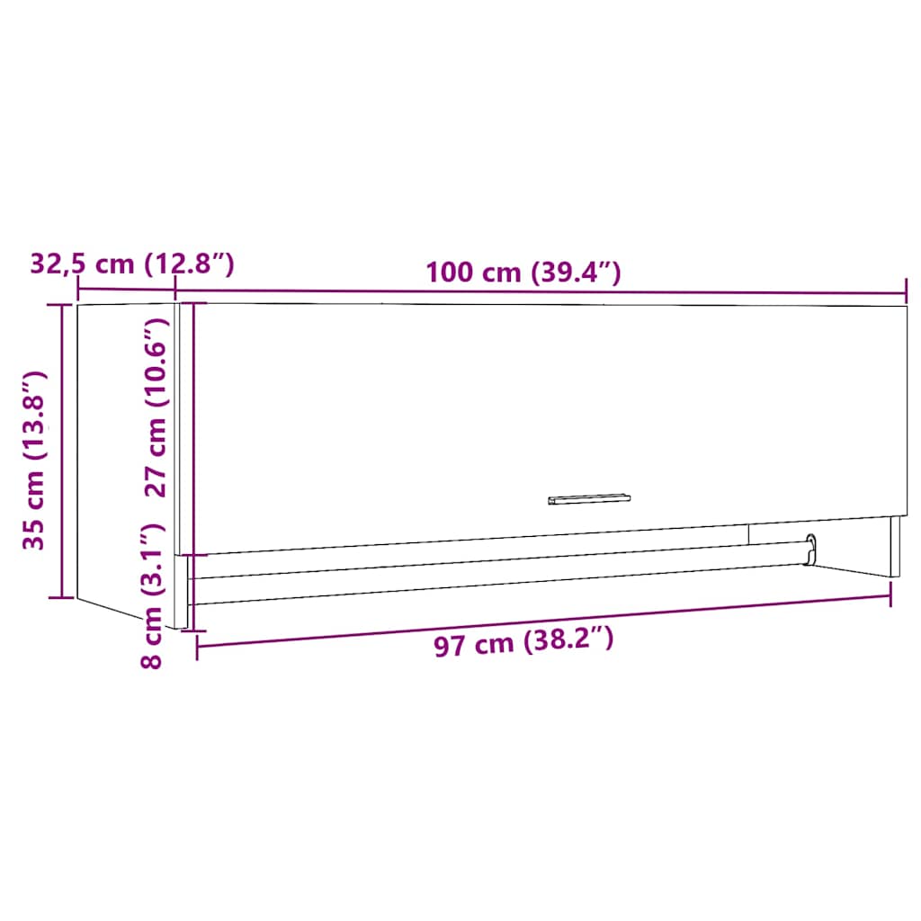 Garderob ek 100x32,5x35 cm konstruerat trä