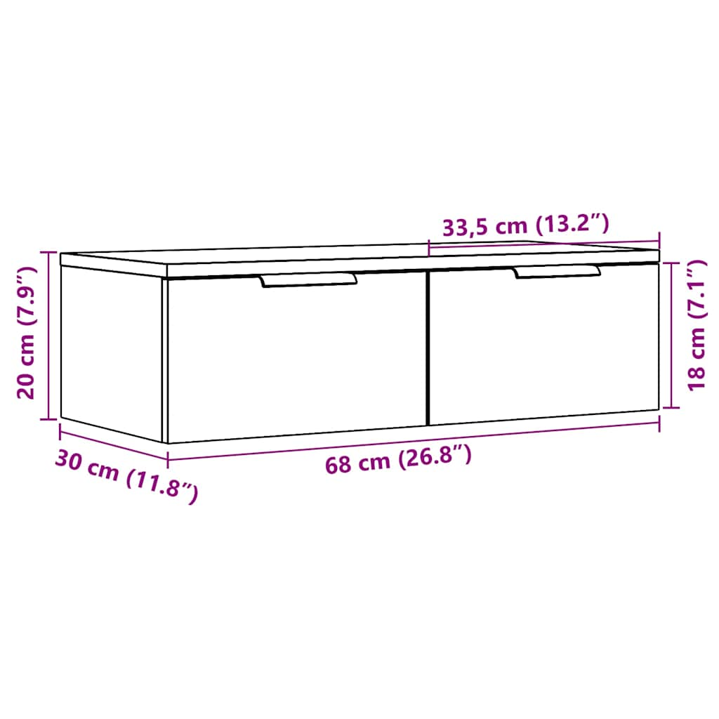 Väggskåp artisan ek 68x30x20 cm konstruerat trä