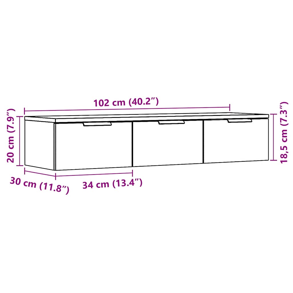 Väggskåp artisan ek 102x30x20 cm konstruerat trä