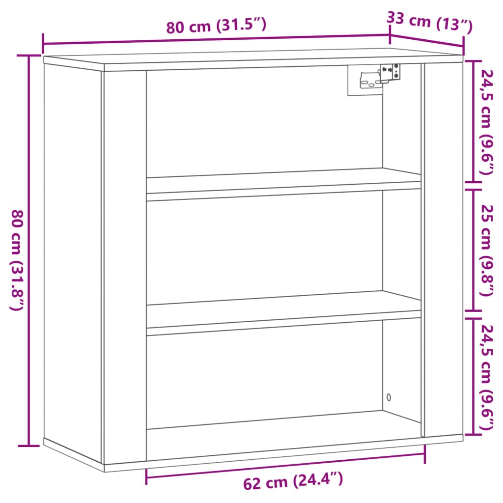 Väggskåp gammalt trä 80x33x80 cm konstruerat trä